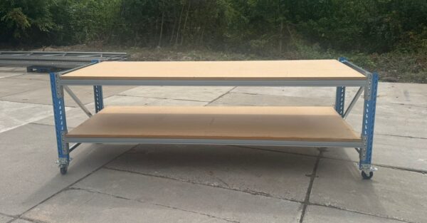 Mobiele Stow werkbank op zwenkwielen met rem | 2 niveaus | 360 x 100 x 100 cm BxHxD