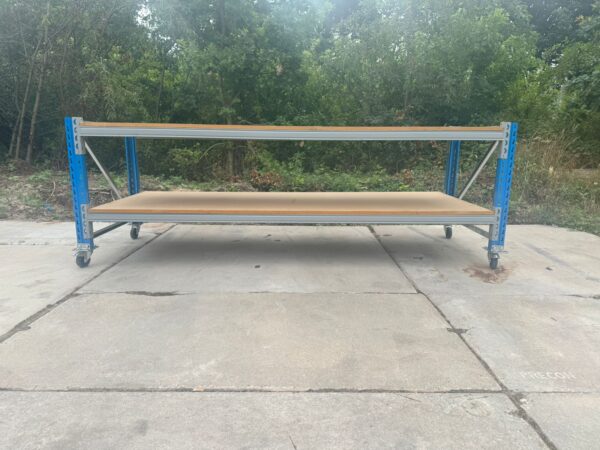 Mobiele Stow werkbank op zwenkwielen met rem | 2 niveaus | 360 x 100 x 100 cm BxHxD - Afbeelding 2