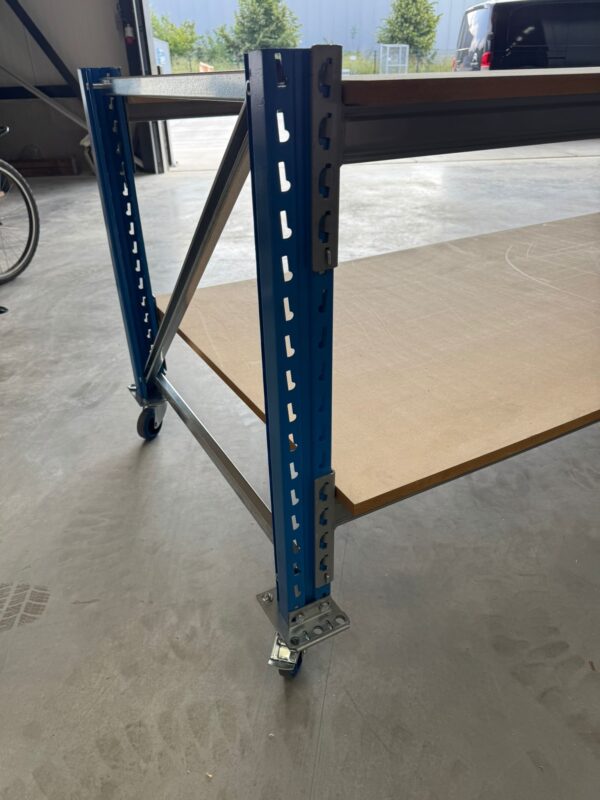 Mobiele Stow werkbank op zwenkwielen met rem | 2 niveaus | 360 x 100 x 100 cm BxHxD - Afbeelding 4
