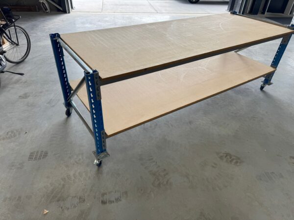 Mobiele Stow werkbank op zwenkwielen met rem | 2 niveaus | 270 x 100 x 100 cm BxHxD - Afbeelding 5