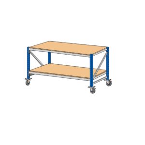Mobiele Stow werkbank op zwenkwielen met rem | 2 niveaus | 270 x 100 x 100 cm BxHxD