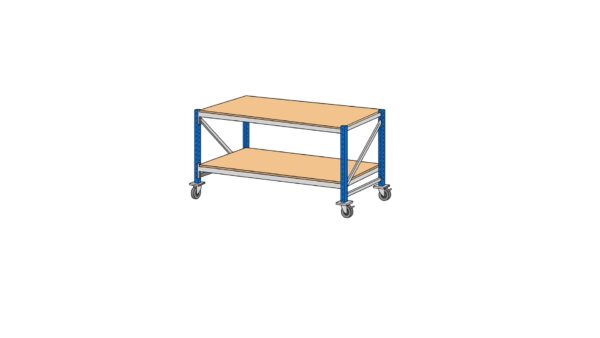 Mobiele Stow werkbank op zwenkwielen met rem | 2 niveaus | 360 x 100 x 100 cm BxHxD